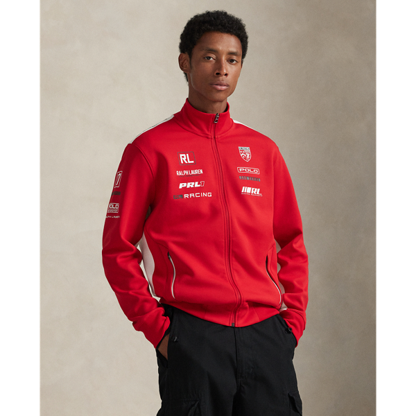 Ralph Lauren Stretch Double-knit Graphic Track Jacket In Red