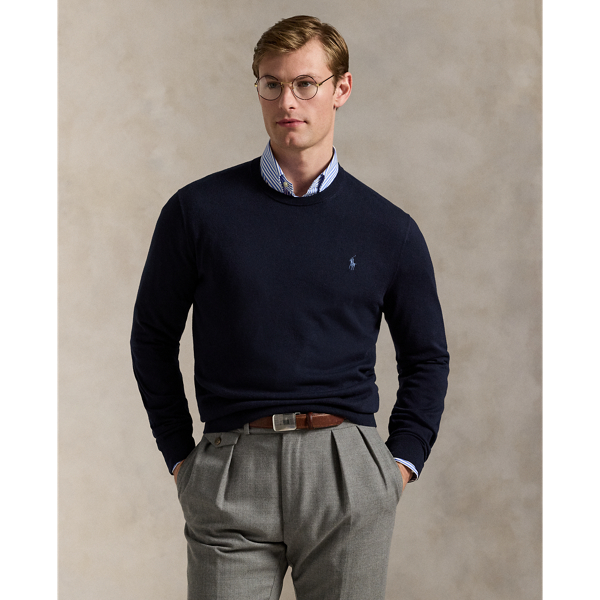 This lightweight crewneck jumper is knit with fine-gauge cotton yarn that's spun with luxurious cashmere. A jersey-stitch technique enhances it soft texture, while our signature embroidered Pony adds an iconic finish.