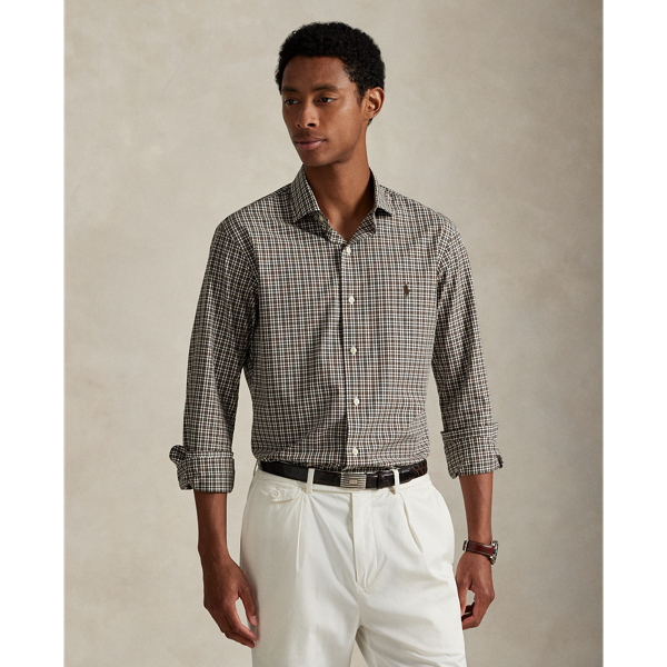 This shirt's poplin fabric combines soft, breathable cotton with extra stretch for added comfort. At the left chest, it is intricately embroidered with our signature Pony for an iconic finish.