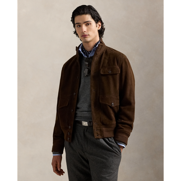 Ralph Lauren Suede Utility Jacket In Brown