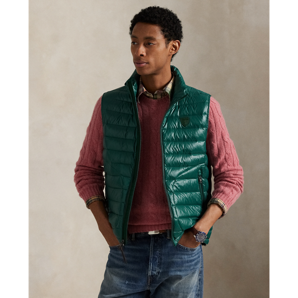 Ralph Lauren The Stewart Glossed Down Vest In Green