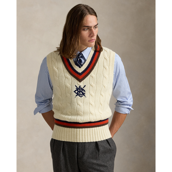 Ralph Lauren Wool-blend Cricket Sweater Vest In Brown