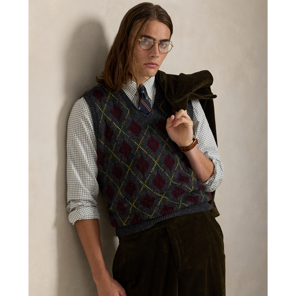 Ralph Lauren Argyle Wool-cashmere Sweater Vest In Green