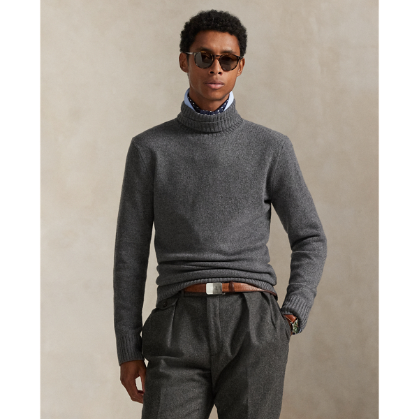 Ralph Lauren Cashmere Turtleneck Sweater In Gray