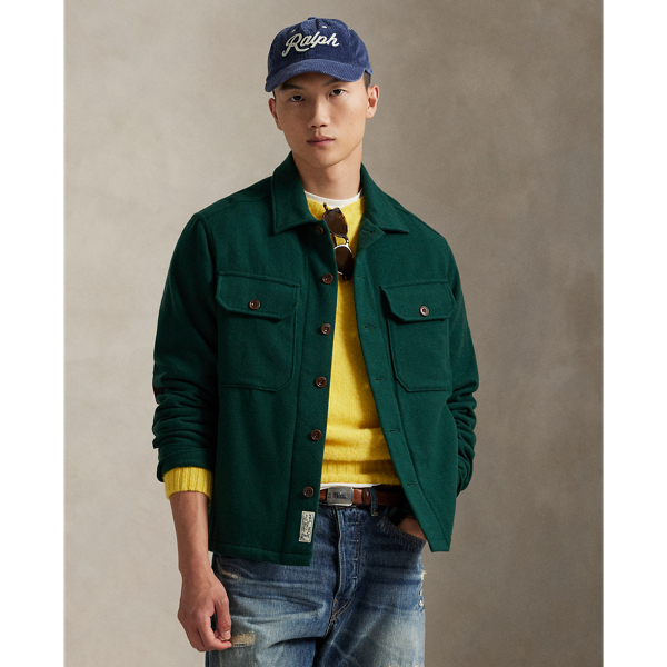 Ralph Lauren Suede-patch Wool Twill Overshirt