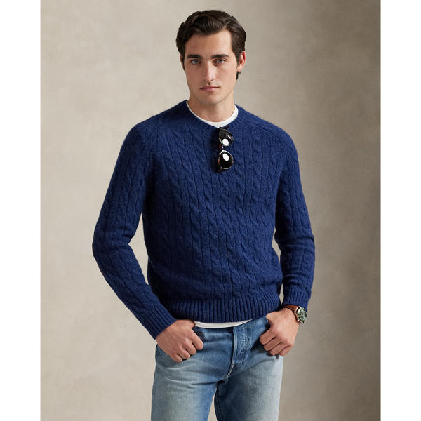 Ralph Lauren Cable-knit Cotton Sweater In Blue