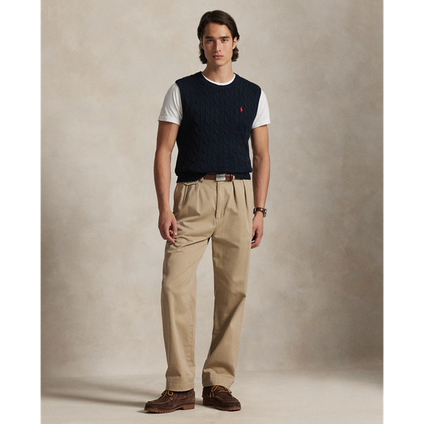 A classic Polo layering piece, this cotton sleeveless jumper features our iconic cable-knit motif and signature embroidered Pony.