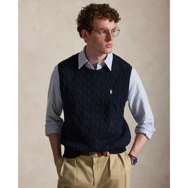 Cable-Knit Cotton Sleeveless Jumper