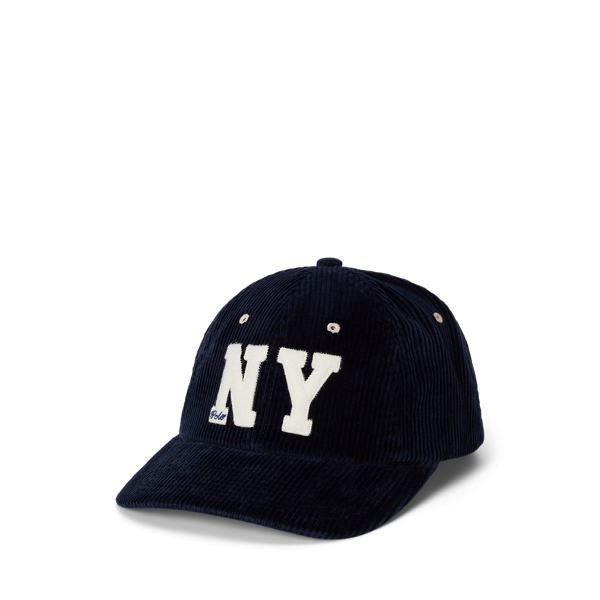 Ralph Lauren Ny Patch Corduroy Ball Cap In Blue