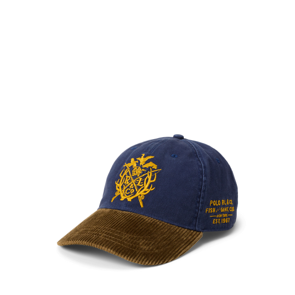 Ralph Lauren Crest Corduroy-bill Twill Ball Cap In Blue
