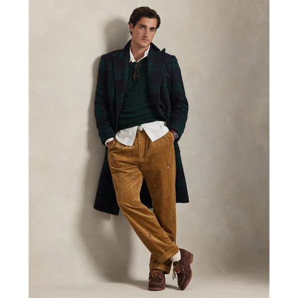 Ralph Lauren Whitman Relaxed Fit Embroidered Pant In Brown