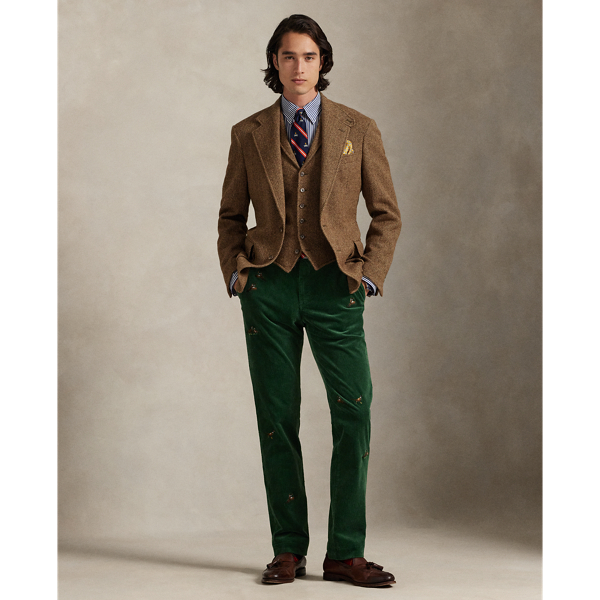 Made from soft cotton with a hint of stretch, these trousers are a modern take on classic corduroy. Part of the season's collection inspired by outdoor exploration and adventure, they are embroidered with pheasants for rustic Polo style.