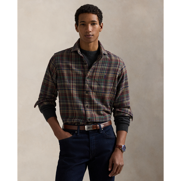 Ralph Lauren Classic Fit Plaid Brushed Flannel Shirt In Multi