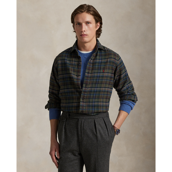 Ralph Lauren Classic Fit Plaid Brushed Flannel Shirt In Multi