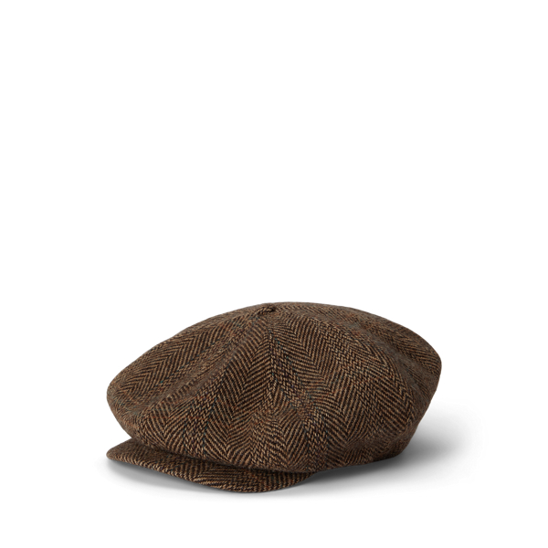 Ralph Lauren Wool Herringbone Tweed Newsboy Cap