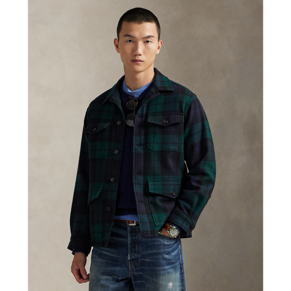 Plaid Wool-Alpaca Tweed Overshirt