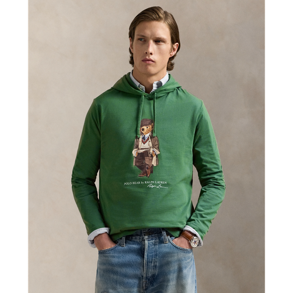 Ralph Lauren Polo Bear Jersey Hooded T-shirt In Green