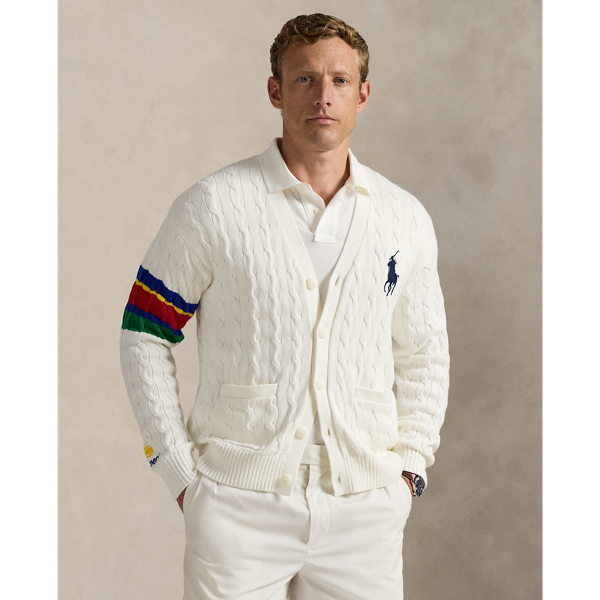 Ralph Lauren Us Open Umpire Cable-knit Cardigan In White