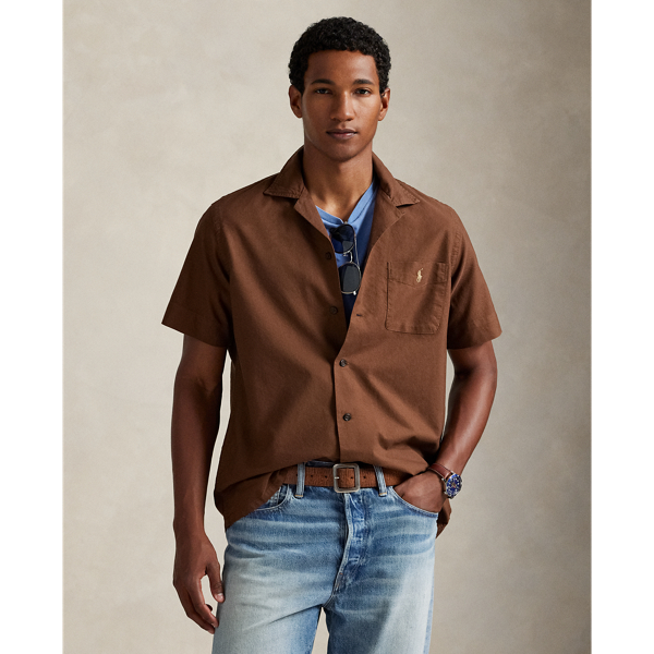 Ralph Lauren Classic Fit Oxford Camp Shirt In Brown