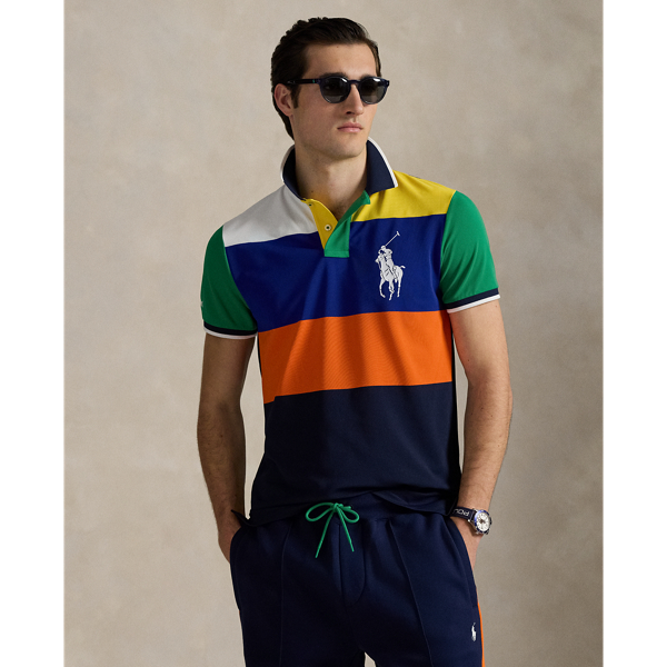 Ralph Lauren Us Open Custom Slim Mesh Polo Shirt In Multi