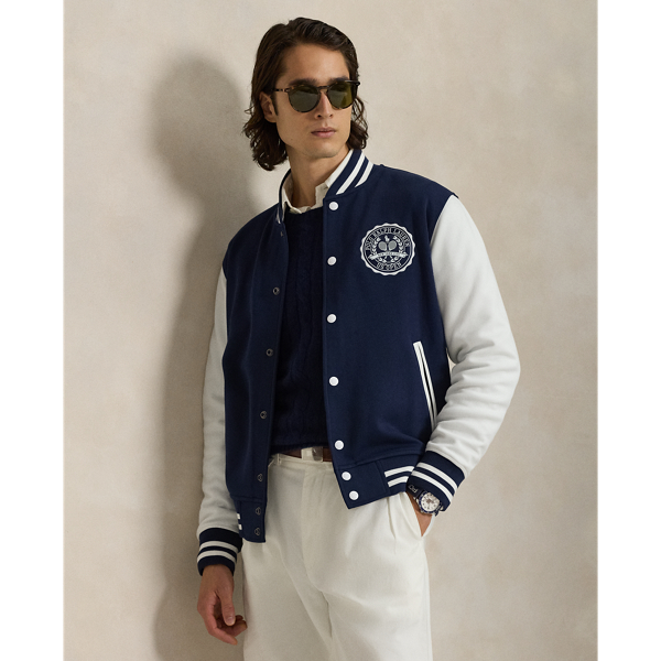 Ralph Lauren Us Open Crest Double-knit Jacket In Blue