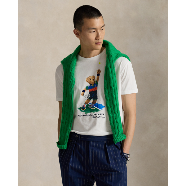 Ralph Lauren Us Open Classic Fit Polo Bear T-shirt In White