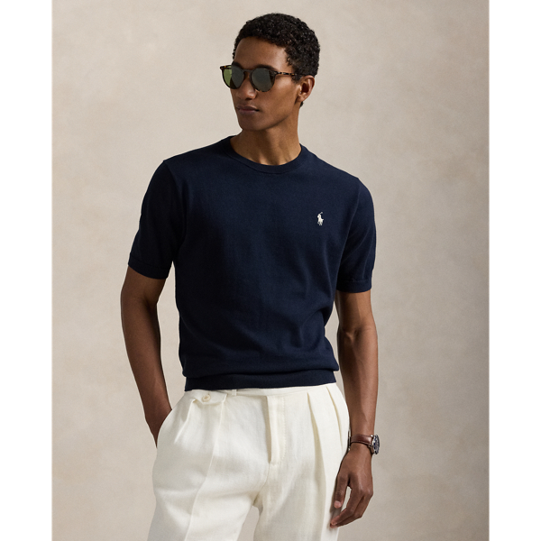 Pull col rond à manches courtes en coton - Polo Ralph Lauren - Modalova