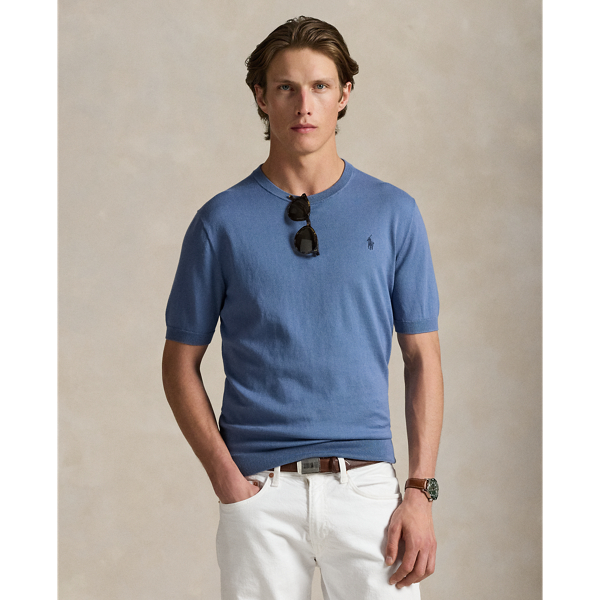 Pull col rond à manches courtes en coton - Polo Ralph Lauren - Modalova