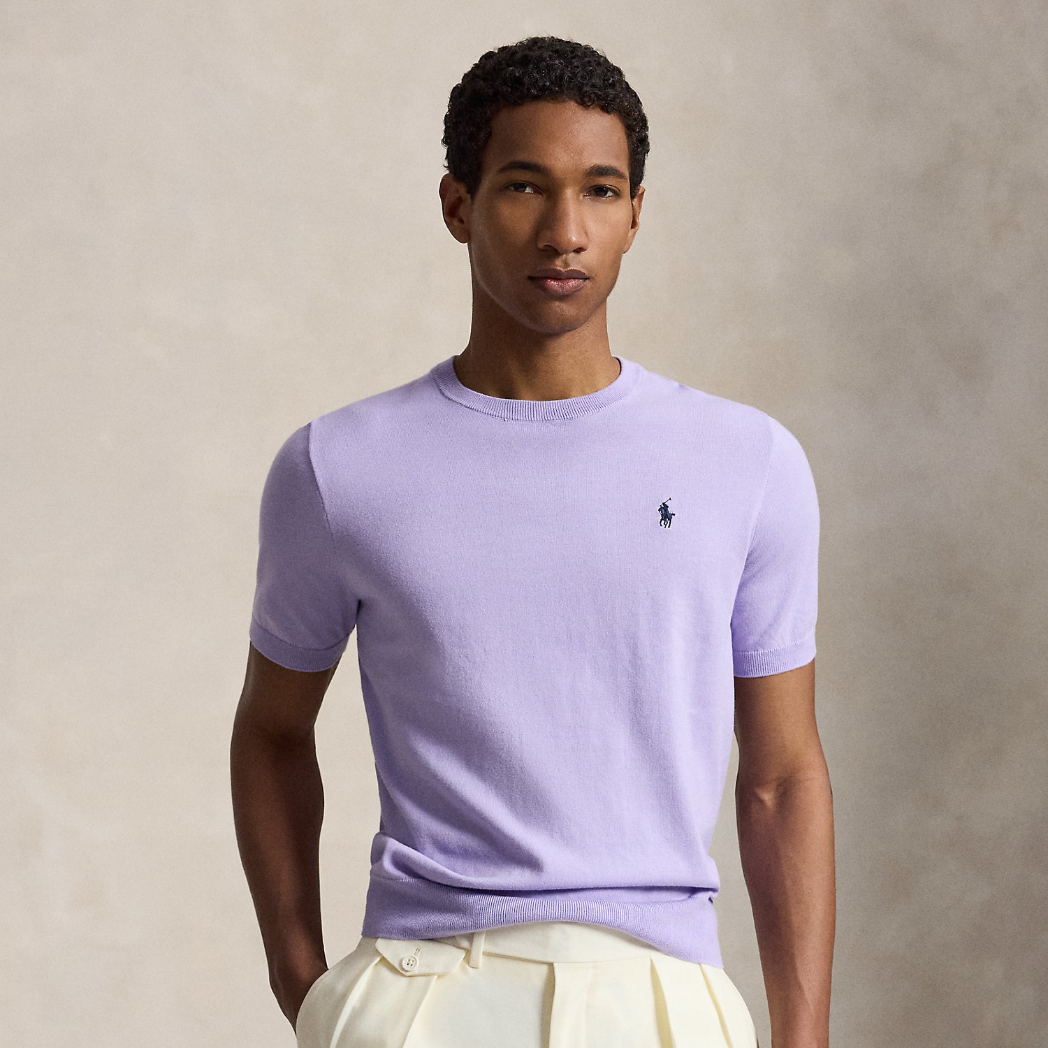 Cotton Crewneck Short-Sleeve Jumper