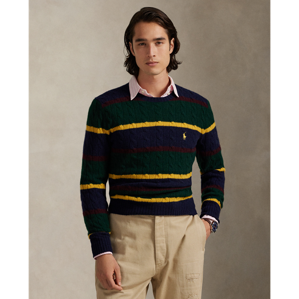 Pull rayé torsadé en laine et alpaga - Polo Ralph Lauren - Modalova