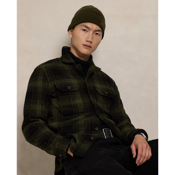 Ralph Lauren Plaid Pile Fleece Shirt Jacket In Green