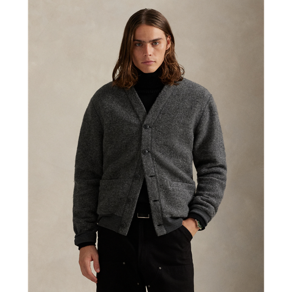 Ralph Lauren Felted Wool-blend Cardigan In Gray
