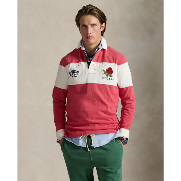 Ralph Lauren Classic Fit Embroidered Rugby Shirt In Red