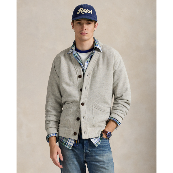 Ralph Lauren Vintage Fit Fleece Cardigan In Gray