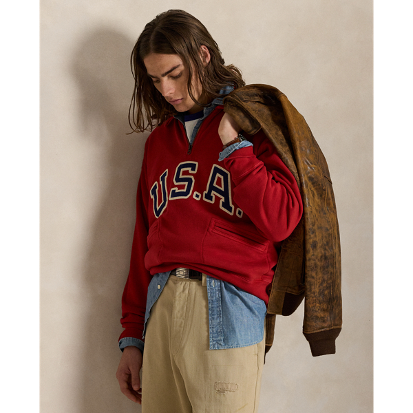 Ralph Lauren Vintage Fit Usa Collared Sweatshirt In Multi