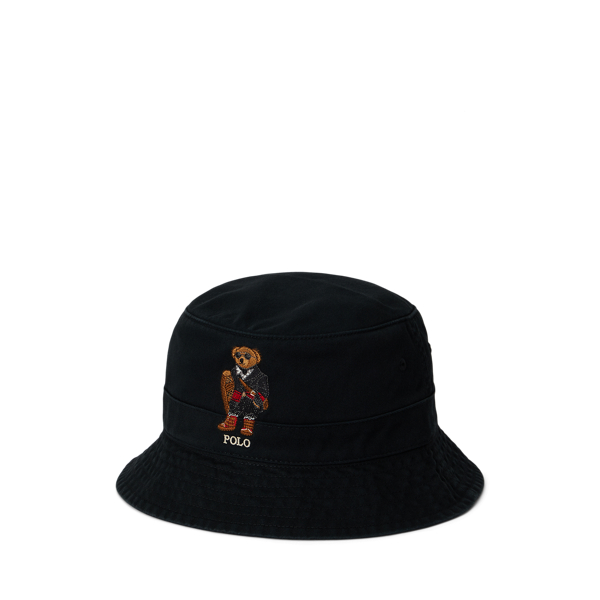 Ralph Lauren Polo Bear Twill Bucket Hat In Black