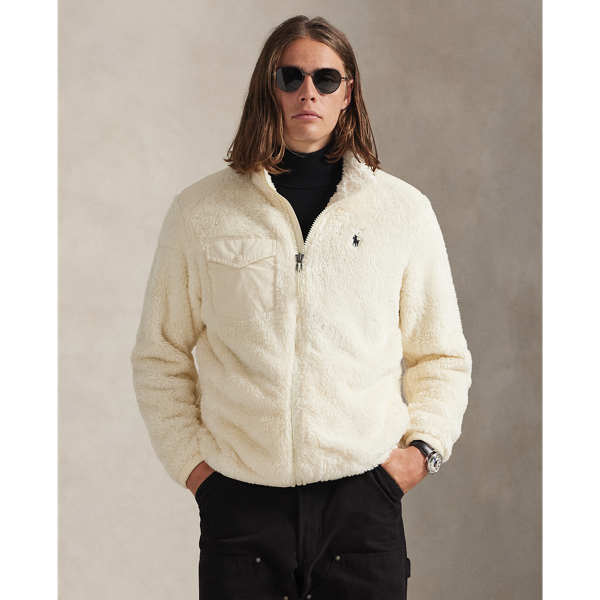 Ralph Lauren Curly Pile Fleece Jacket In Brown