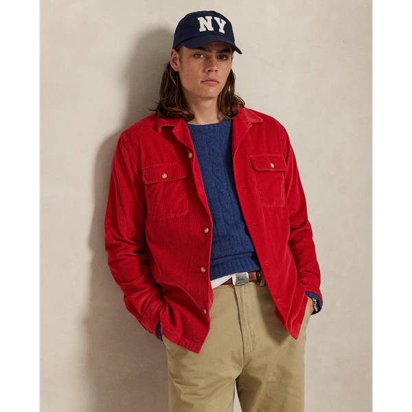 Ralph Lauren Classic Fit Corduroy Camp Shirt In Red