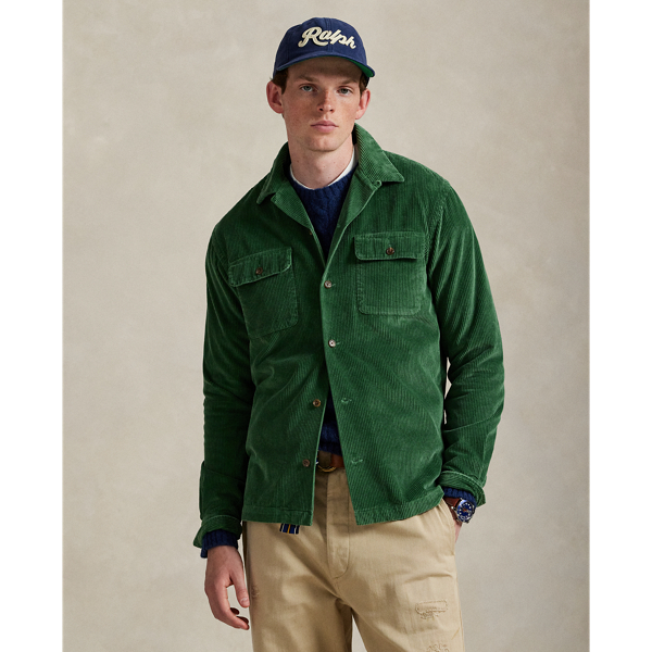 Ralph Lauren Classic Fit Corduroy Camp Shirt In Green