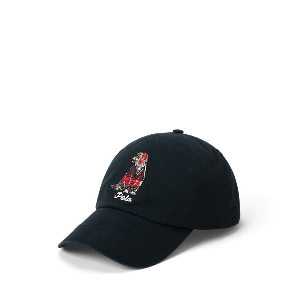 Ralph Lauren Dog-embroidered Twill Ball Cap In Black