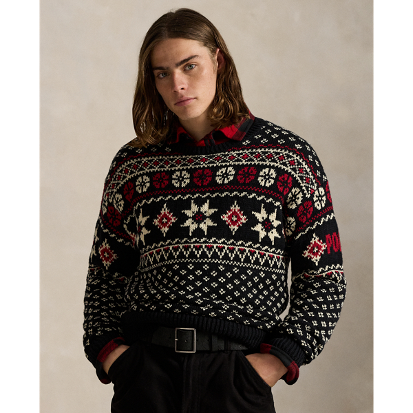 Ralph Lauren Snowflake Cotton-cashmere Sweater In Black