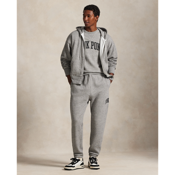 Ralph Lauren Pink Pony Fleece Sweatpant In Gray