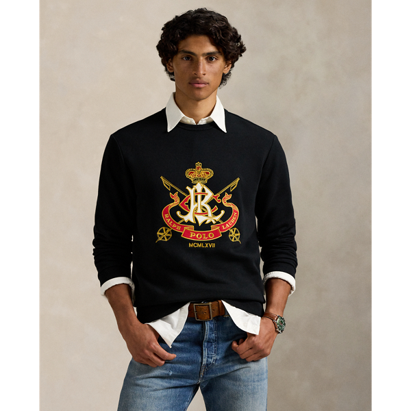 Ralph Lauren Classic Fit Crest Fleece Sweatshirt In Black