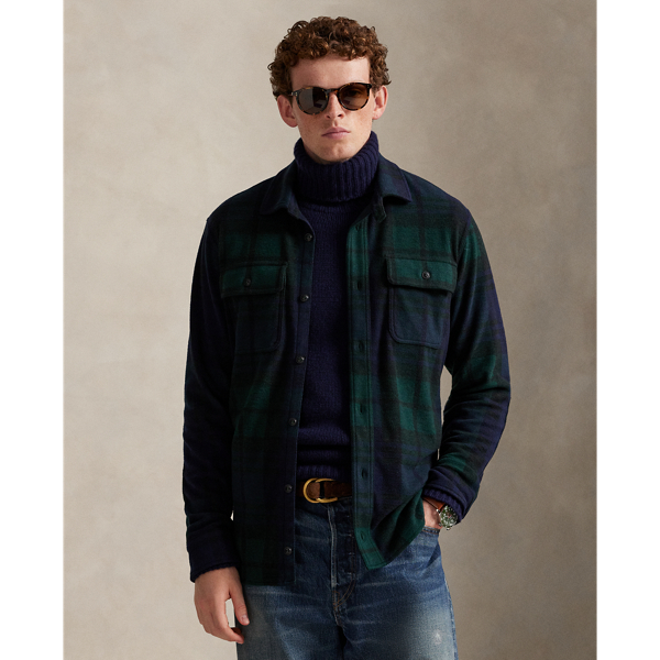 Ralph Lauren Plaid Knit Flannel Overshirt In Green