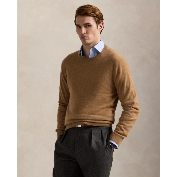 Ralph Lauren Washable Cashmere Crewneck Sweater In Brown