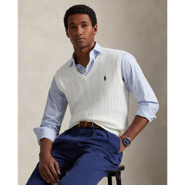 Ralph Lauren Cable-knit Cotton Sweater Vest In Multi