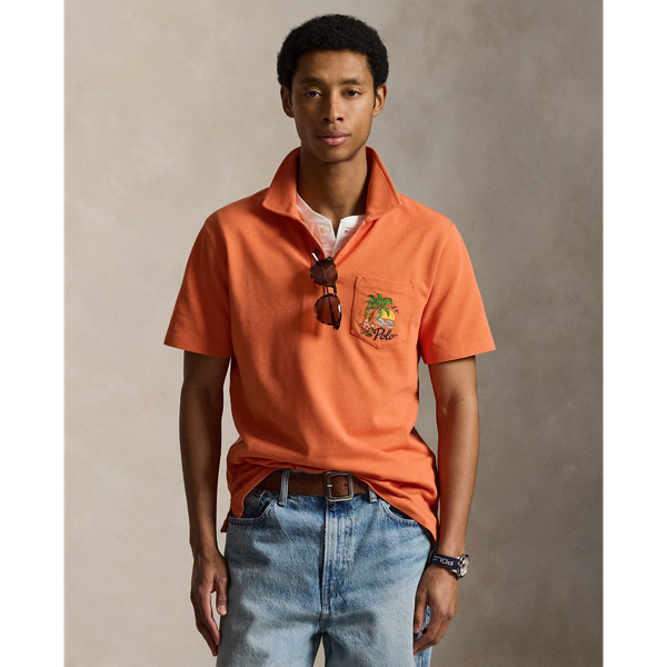 Standard Fit Mesh Graphic Polo Shirt