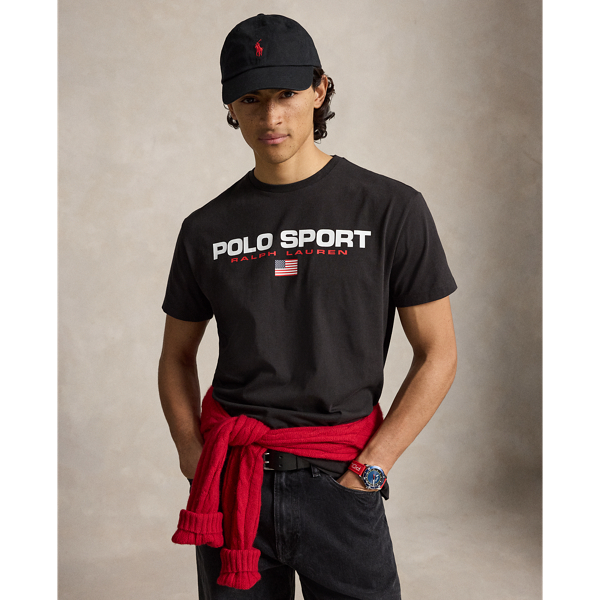 Polo Ralph Lauren Classic Fit Polo Sport Jersey T-shirt In Black Boot