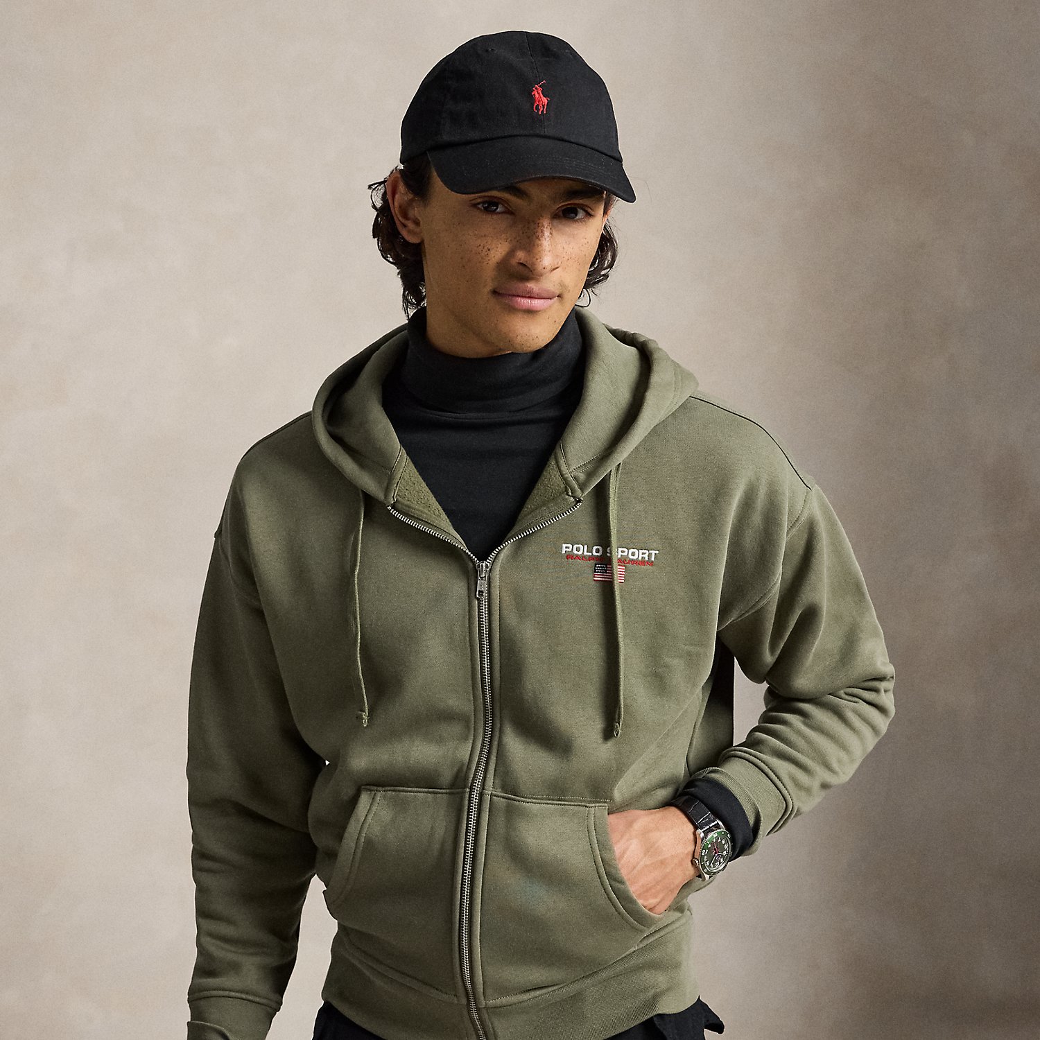 Relaxed Fit Polo Sport Fleece Hoodie
