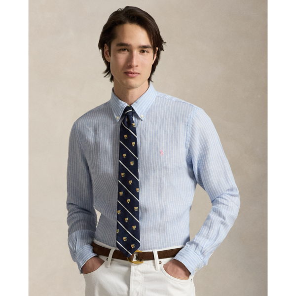 Camicia in Lino a Righe Custom-Fit Ralph Lauren